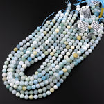 Natural Multicolor Blue Green Canary Aquamarine 4mm 6mm 8mm 10mm 12mm Smooth Round Beads 15.5" Strand