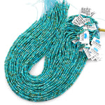 AAA Natural Turquoise 2mm 3mm 4mm 5mm Faceted Round Beads Real Genuine Blue Green Micro Faceted Cut Gemstone 15.5" Strand