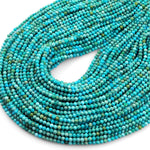 AAA Natural Turquoise 2mm 3mm 4mm 5mm Faceted Round Beads Real Genuine Blue Green Micro Faceted Cut Gemstone 15.5" Strand