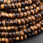 AAA Natural Tiger's Eye Smooth 6mm 8mm Rondelle Beads High Quality 15.5" Strand