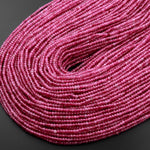 AAA+ Faceted Natural Pink Tourmaline Rondelle 3mm 4mm Beads Diamond Cut Gemstone 15.5" Strand