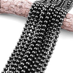 AAA Genuine Natural Black Spinel 2mm 4mm 6mm 8mm 10mm Smooth Round Beads Gemstone 15.5" Strand