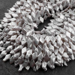 White Marquise Diamond Pearl Real Genuine Natural Freshwater Pearl Cener Drilled 16" Strand