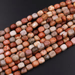 Natural Red Fossil Coral Beads Freeform Rectangle Nuggets 15.5" Strand