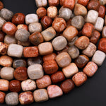 Natural Red Fossil Coral Beads Freeform Rectangle Nuggets 15.5" Strand