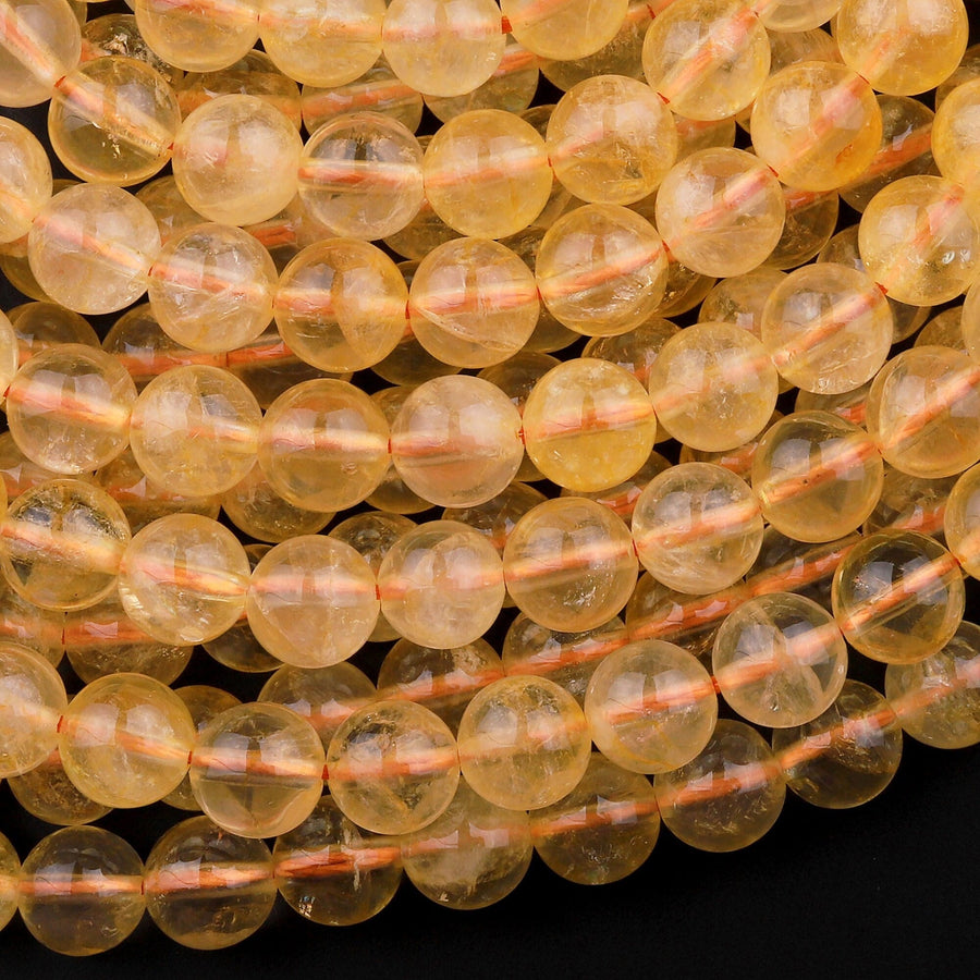 Natural Golden Citrine 4mm 6mm 8mm 10mm Round Beads Gemstone 16" Strand