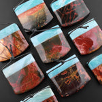 Natural Red Creek Jasper Amazonite Fusion Pendant Multicolor Picasso Jasper Saddle Locket Shape