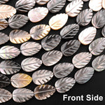 AAA Iridescent Hand Carved Natural Golden Smoky Champaign Black Brown Mother of Pearl Shell Beads Teardrop Leaf Shape 15.5" Strand