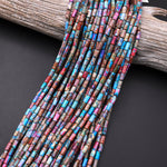 Rainbow Sea Sediment Jasper Smooth Tube Cylinder Beads 8x4mm Aka Impression Imperial Jasper 15.5" Strand