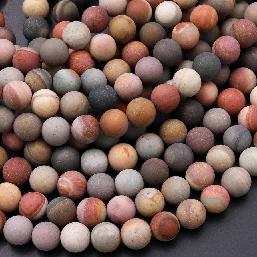 Matte Polychrome Landscape Ocean Jasper 4mm 6mm 8mm 10mm 12mm Round Beads 15.5" Strand