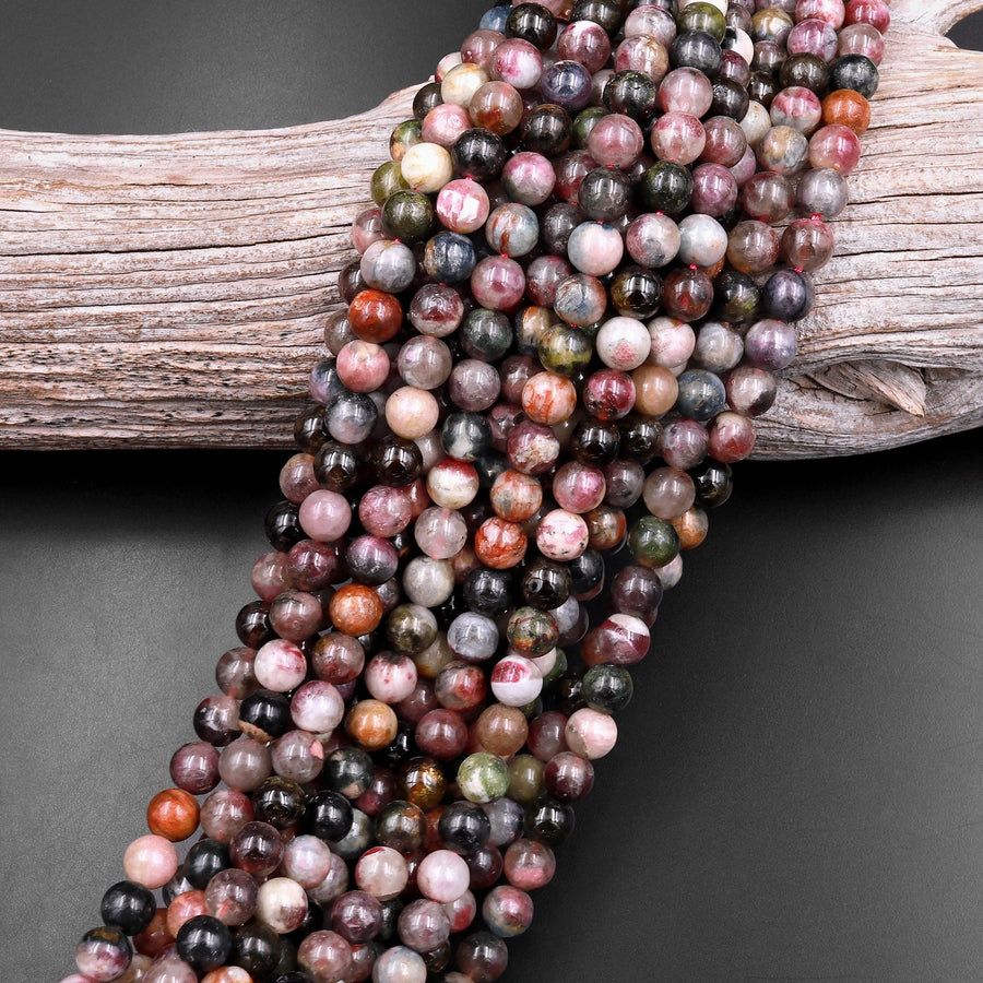 Natural Multicolor Tourmaline Round Beads 5mm 6mm 7mm 15.5" Strand