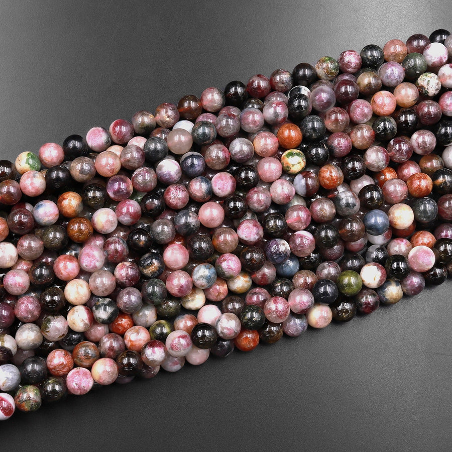 Natural Multicolor Tourmaline Round Beads 5mm 6mm 7mm 15.5" Strand