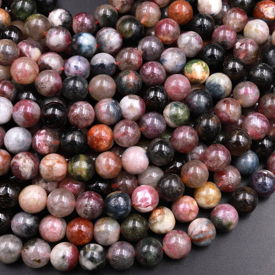 Natural Multicolor Tourmaline Round Beads 5mm 6mm 7mm 15.5" Strand