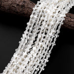 AAA Iridescent Carved Natural White Mother of Pearl Shell Fleur De Lis French Cross Beads Side Drilled 15.5" Strand