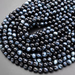 Natural Blue Tiger's Eye Smooth 4mm 6mm 8mm 10mm Round Beads Amazing Chatoyance 15.5" Strand