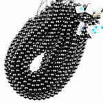 AAA Genuine Natural Black Spinel 2mm 4mm 6mm 8mm 10mm Smooth Round Beads Gemstone 15.5" Strand