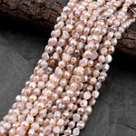 Rare Genuine Freshwater Peach Pink Druzy Rosebud Pearl 6mm 8mm 10mm Off Round 15.5" Strand