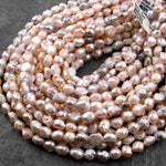 Rare Genuine Freshwater Peach Pink Druzy Rosebud Pearl 6mm 8mm 10mm Off Round 15.5" Strand