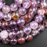 Super 7 Crystal Element Natural Phantom Amethyst Cacoxenite Round Beads 4mm 6mm 8mm 10mm 12mm Powerful Healing Stone 15.5" Strand