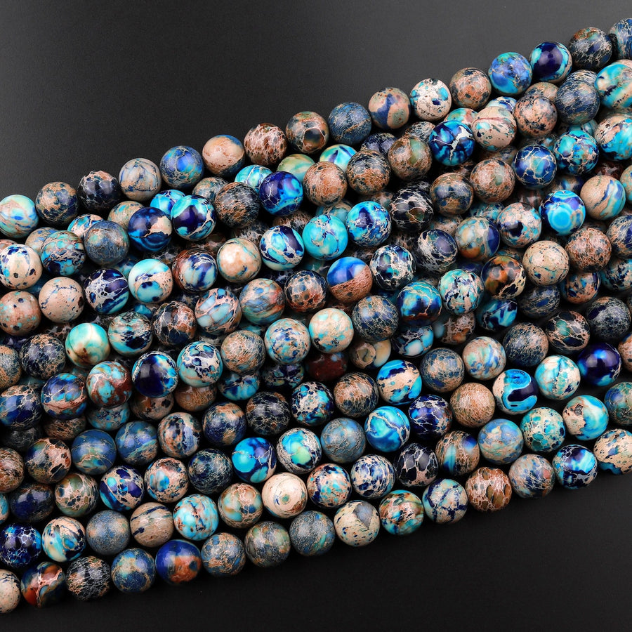 Perline In Pietra Naturale Jaspis Sedimento Lago Blu – 4x13 Mm, 20 Pezzi Su Filo Da 39 Cm Per Gioielli Fai Da Te