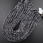 Faceted Natural Larvikite 6mm 8mm 10mm Rondelle Beads Aka Norway Moonstone Black Labradorite 15.5" Strand