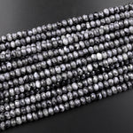 Faceted Natural Larvikite 6mm 8mm 10mm Rondelle Beads Aka Norway Moonstone Black Labradorite 15.5" Strand