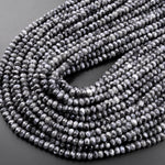 Faceted Natural Larvikite 6mm 8mm 10mm Rondelle Beads Aka Norway Moonstone Black Labradorite 15.5" Strand