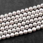 AA Genuine White Freshwater Pearl 6mm 8mm 9mm 10mm 12mm Round Pearl Shimmery Iridescent Classic White Pearl 15.5" Strand