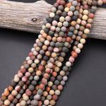 Matte Polychrome Landscape Ocean Jasper 4mm 6mm 8mm 10mm 12mm Round Beads 15.5" Strand