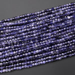 AAA Natural Iolite Gemstone Faceted 4mm Cube Beads 15.5" Strand
