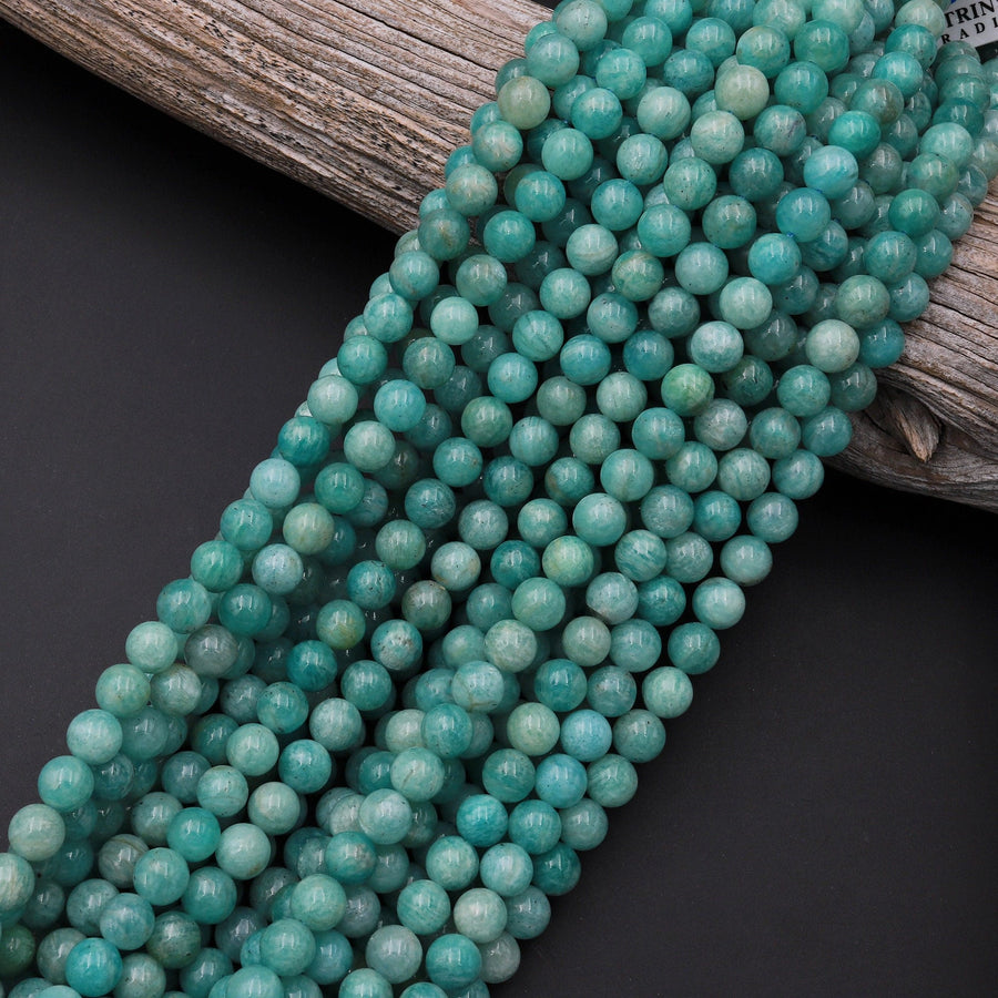 Rare Natural Russian Amazonite Beads 4mm 6mm 8mm 10mm Round Beads Seafoam Blue Green Colors 15.5" Strand