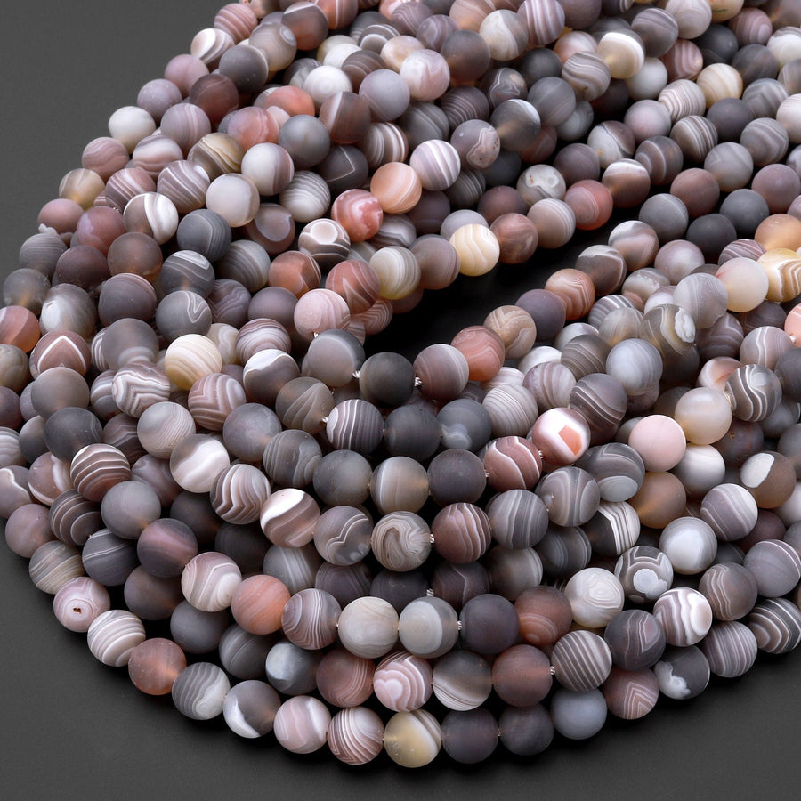 Matte Botswana Agate Beads 4mm 6mm 8mm 10mm 12mm Round Beads 15.5" Strand