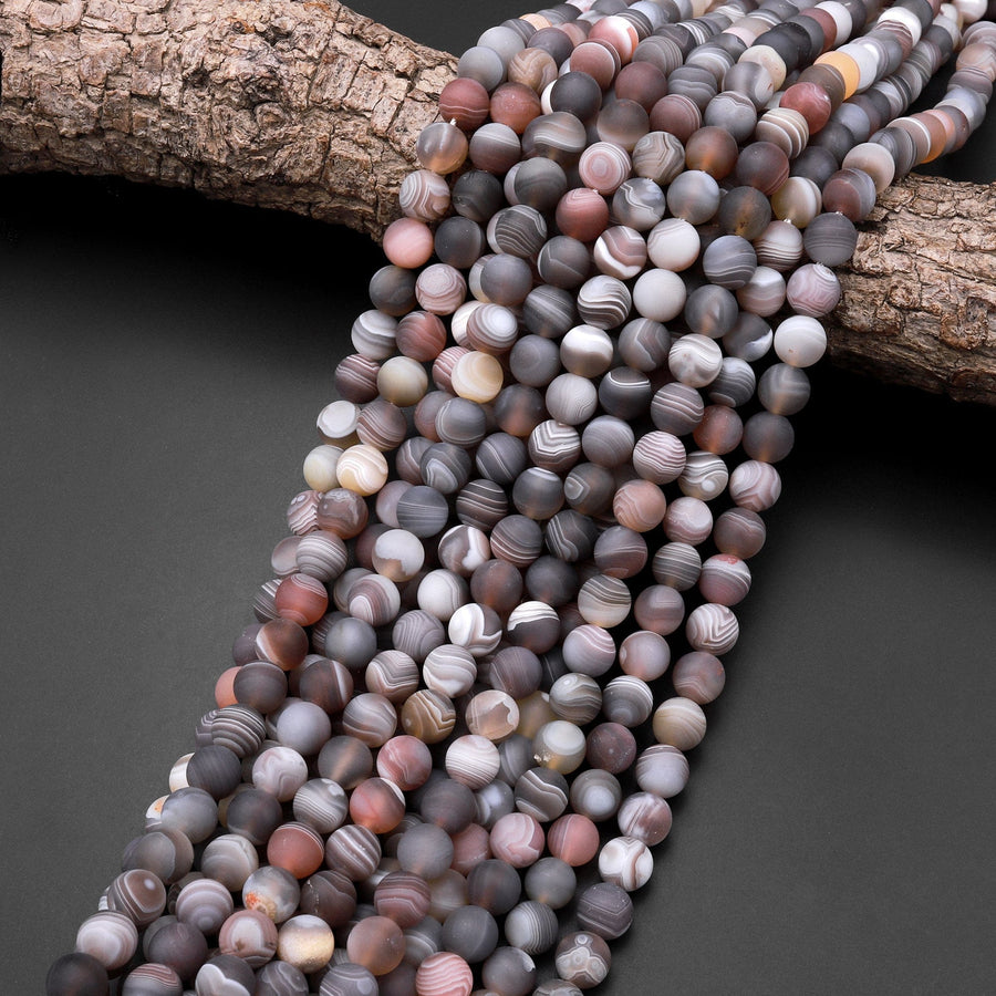 Matte Botswana Agate Beads 4mm 6mm 8mm 10mm 12mm Round Beads 15.5" Strand