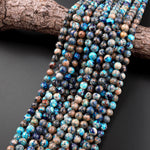 Ocean Blue Sea Sediment Jasper Smooth Round Beads 4mm 6mm 8mm 10mm Aka Impression Imperial Jasper 15.5" Strand