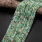 Natural Green Chrysoprase Faceted 3mm Cube Square Dice Beads Gemstone 15.5" Strand