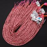Natural Red Pink Petrified Rhodonite 4mm Heishi Rondelle Beads 15.5" Strand