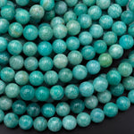 Rare Natural Russian Amazonite Beads 4mm 6mm 8mm 10mm Round Beads Seafoam Blue Green Colors 15.5" Strand