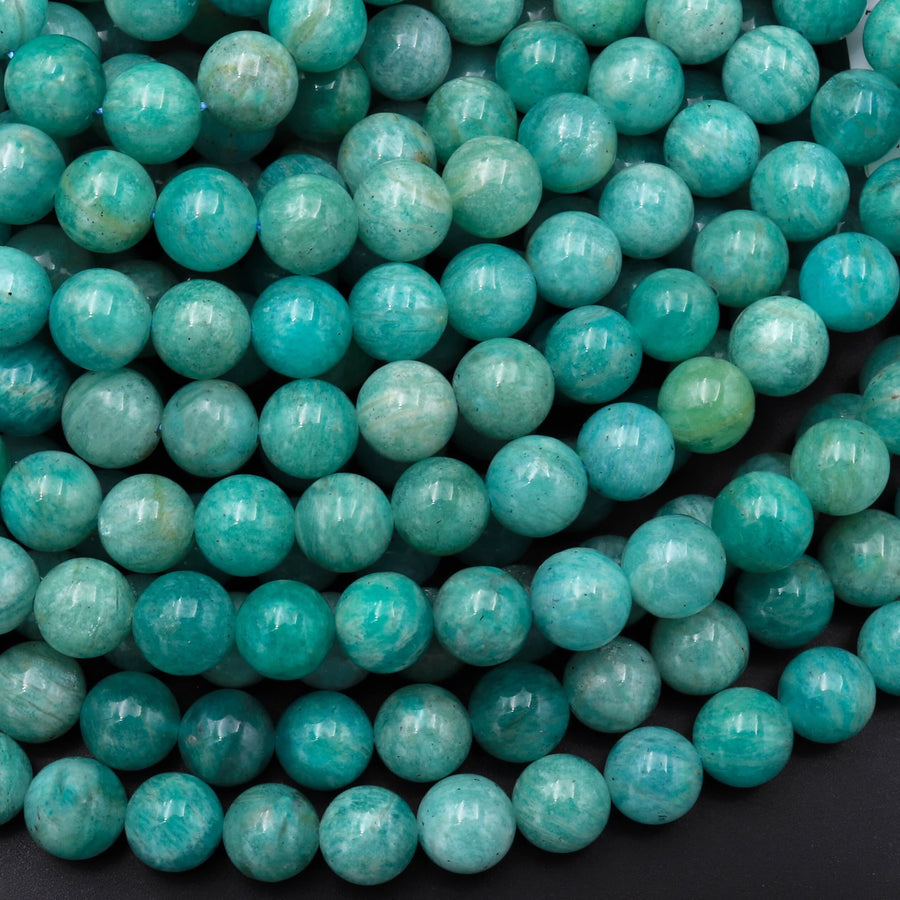 Rare Natural Russian Amazonite Beads 4mm 6mm 8mm 10mm Round Beads Seafoam Blue Green Colors 15.5" Strand