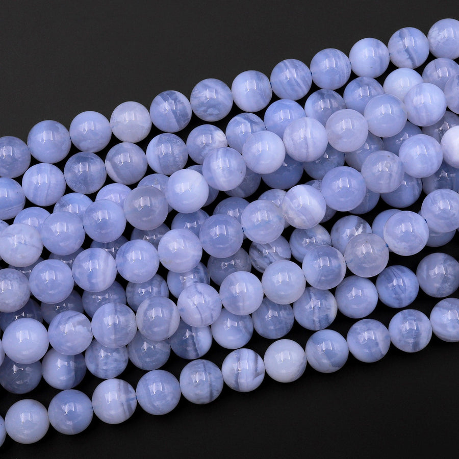 Natural Blue Lace Agate Beads 3mm 4mm 6mm 8mm 10mm Round Beads 15.5" Strand