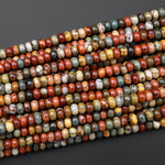 AAA Natural Red Creek Jasper Smooth Rondelle Beads 4mm 6mm 8mm 10mm Aka Cherry Creek Multicolor Picasso Jasper 15.5" Strand