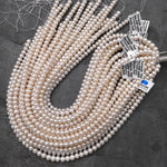 AAA Genuine White Freshwater Pearl 6mm 8mm 10mm 12mm Rondelle Pearl Shimmery Iridescent Classic White Pearl 15.5" Strand
