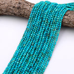 AAA Natural Blue Turquoise 2mm 3mm 4mm Faceted Round Beads Real Genuine Micro Cut Gemstone 15.5" Strand
