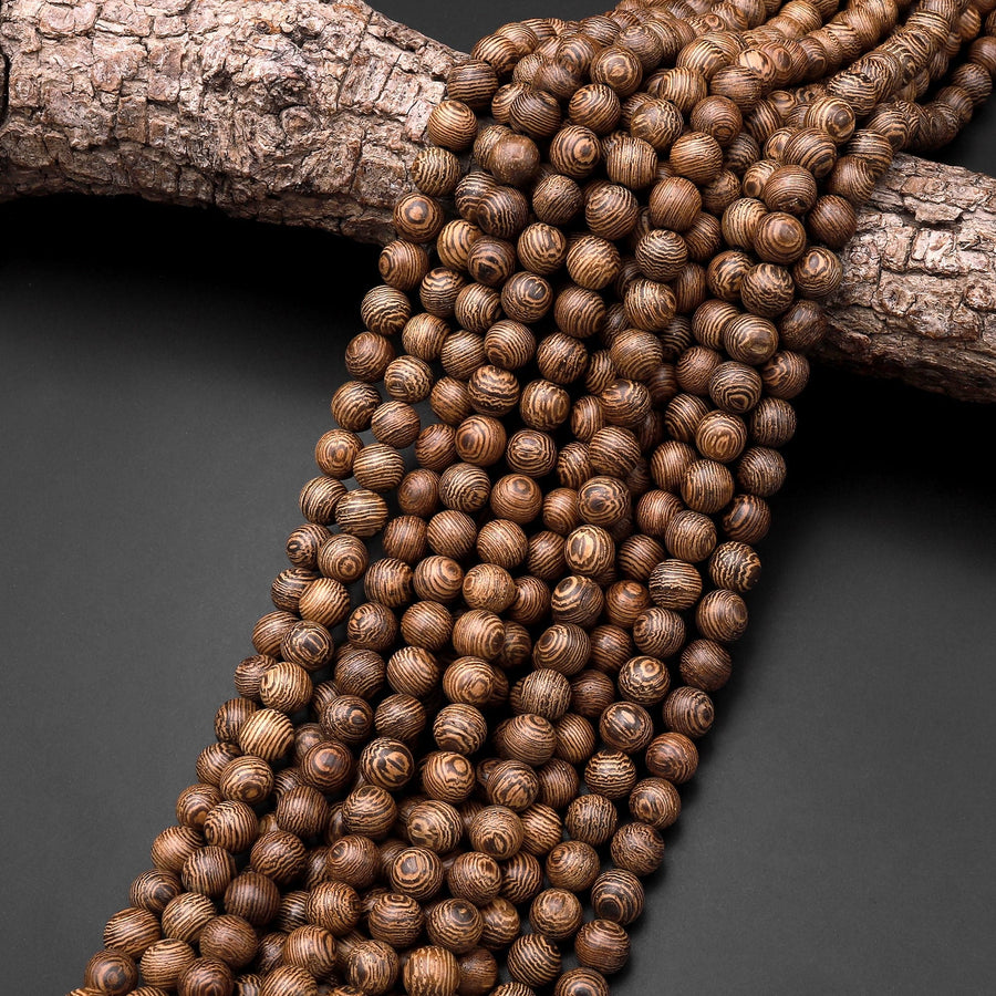 Natural African Wenge Wood Beads 4mm 6mm 8mm 10mm 12mm Great For