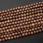 Natural African Wenge Wood Beads 4mm 6mm 8mm 10mm 12mm Great For Mala Prayer Meditation Therapy 15.5" Strand