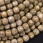 Natural Daemonorops Margaritae Rounded Barrel Beads 8mm 9mm "Star and Moon" Bodhi Seed Prayer Beads Meditation Mala Making 15.5" Strand