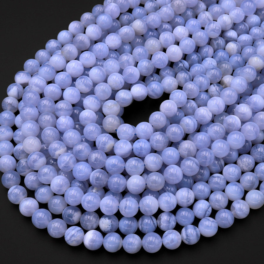 Natural Blue Lace Agate Beads 3mm 4mm 6mm 8mm 10mm Round Beads 15.5" Strand