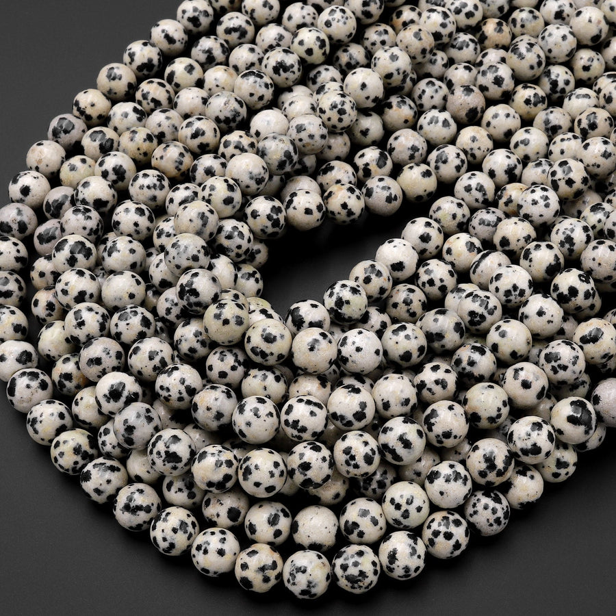 Natural Dalmatian Jasper Beads 4mm 6mm 8mm 10mm Round Beads 15.5" Strand