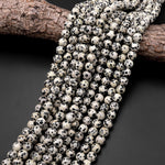 Natural Dalmatian Jasper Beads 4mm 6mm 8mm 10mm Round Beads 15.5" Strand