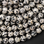 Natural Dalmatian Jasper Beads 4mm 6mm 8mm 10mm Round Beads 15.5" Strand