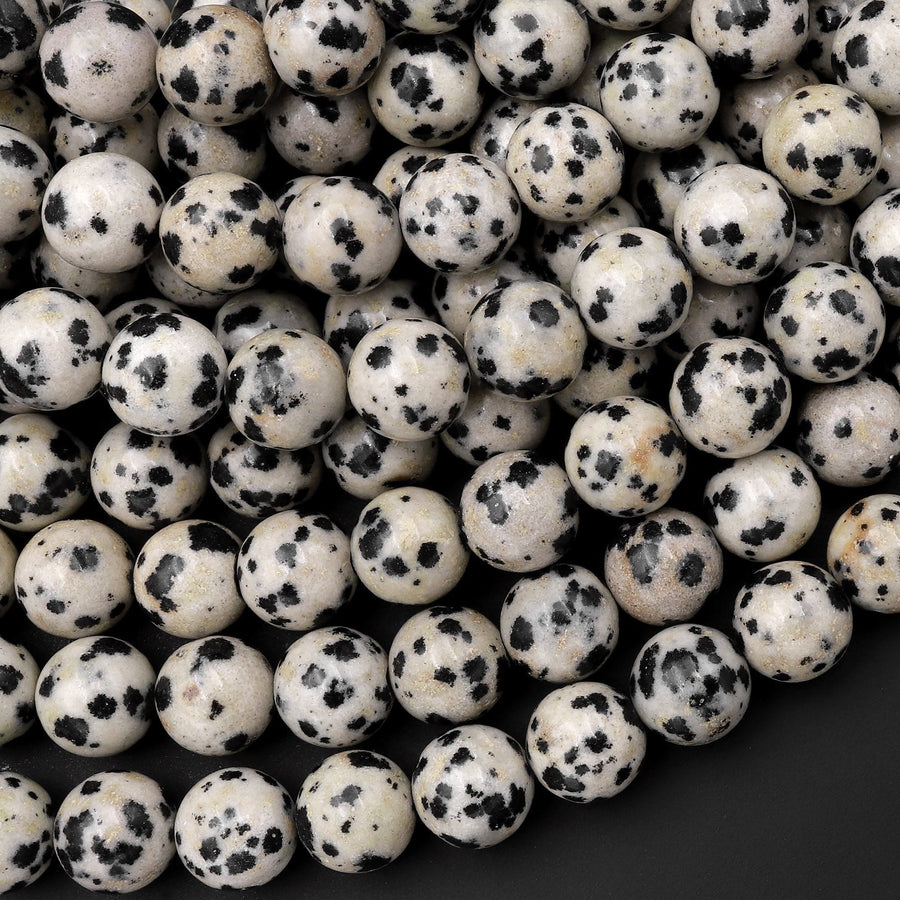 Natural Dalmatian Jasper Beads 4mm 6mm 8mm 10mm Round Beads 15.5" Strand